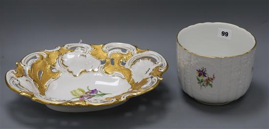 A Meissen jardiniere and an oval dish, early 20th century Dish 33cm length